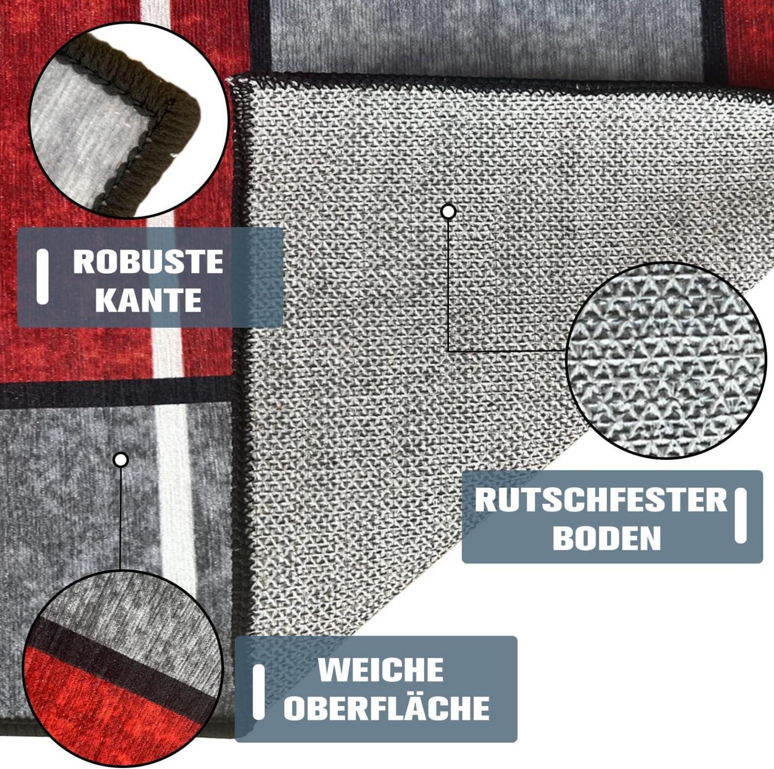 Teppich Läufer Flur rutschfest 80x150cm Waschbar Moderne Geometrie