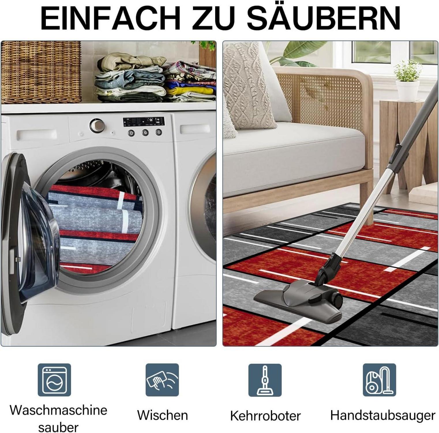 Teppich Läufer 60x250 cm rutschfest waschbar modern küchenteppich