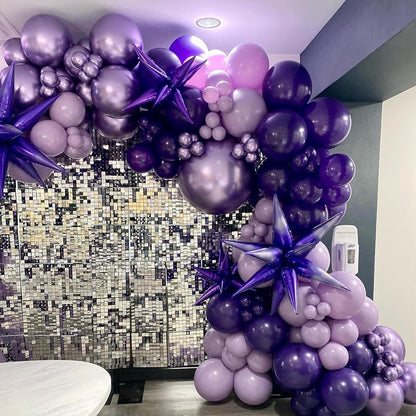 HILAVO Lila Ballon Set 12 Zoll Konfetti Metallic Helium Luftballons Mädchen Frauen Geburtstag Hochzeit Halloween Deko