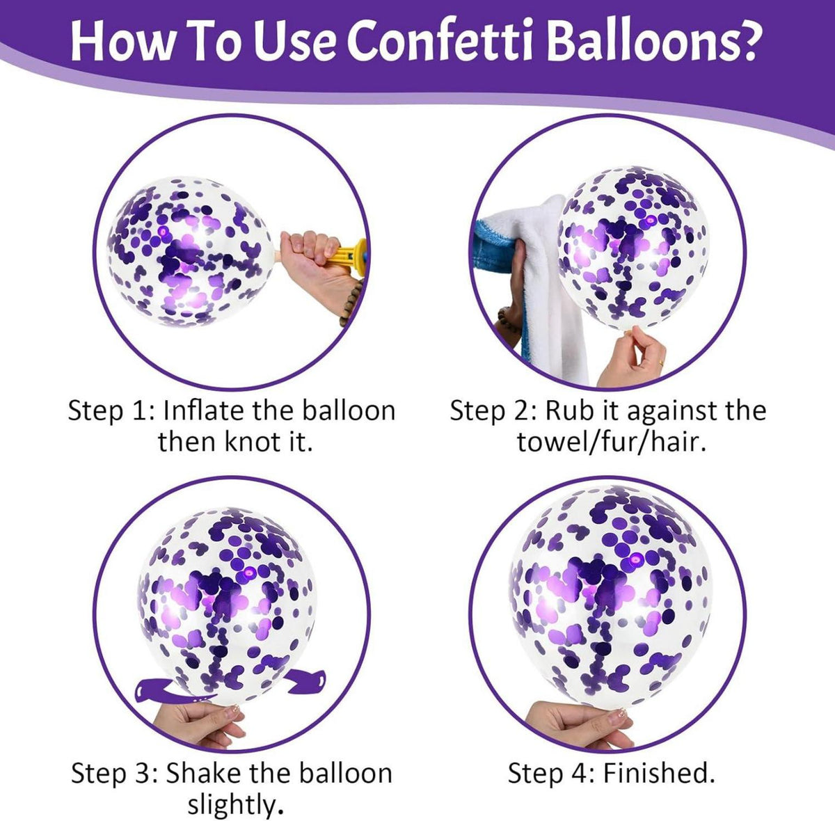 Lila Ballon Set 12 Zoll Luftballons Party Metallic Konfetti Helium