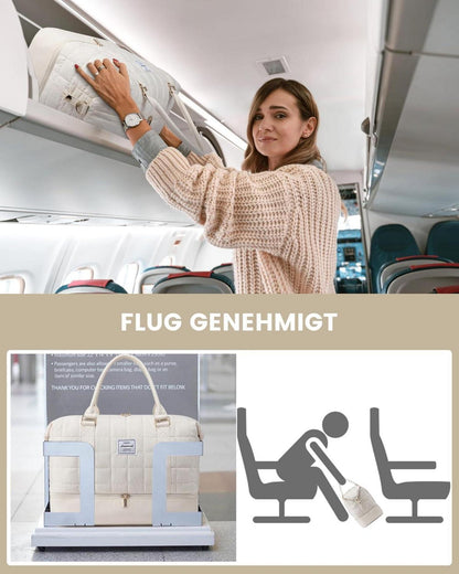 Leichter Weekender Damen Reisetasche mit Schuhfach Nassfach Beige