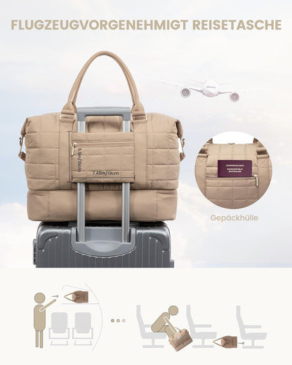 Große Reisetasche Damen mit Schuhfach & Nassfach, Handgepäck Weekender Bag