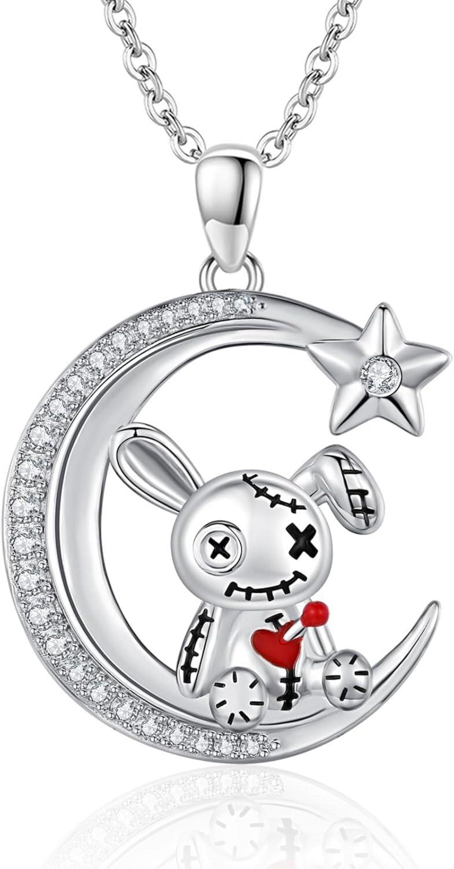 Voodoo Puppe Halskette 925 Sterling Silber Gothic Halloween Anhänger