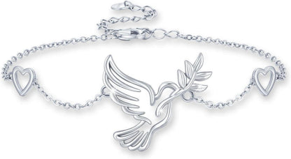 TRISHULA Peace Taube Armband 925 Sterling Silber Hand Schmuck