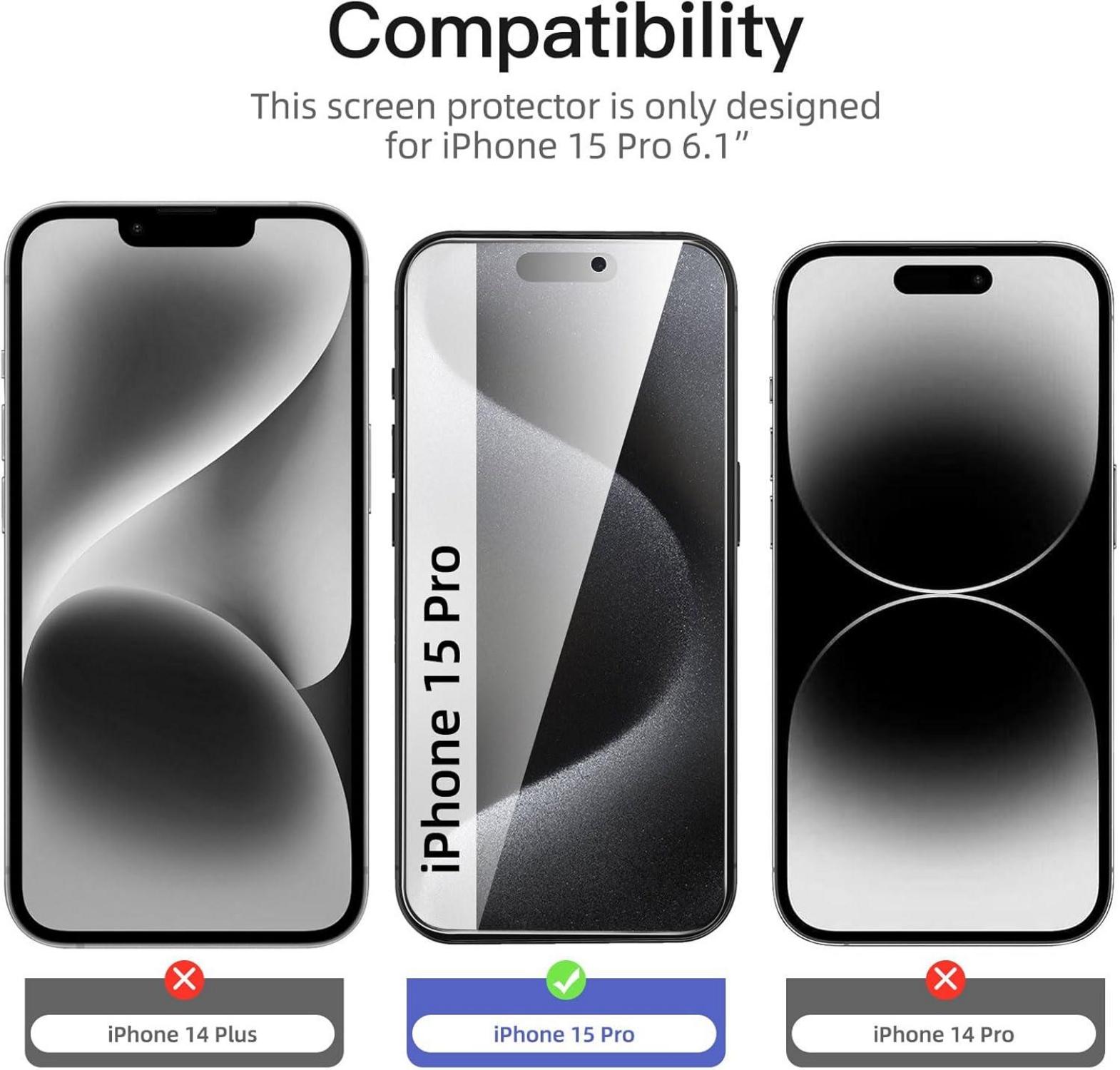 Sichtschutz Panzer Schutz Glas iPhone 15 Privacy Anti Spy 3