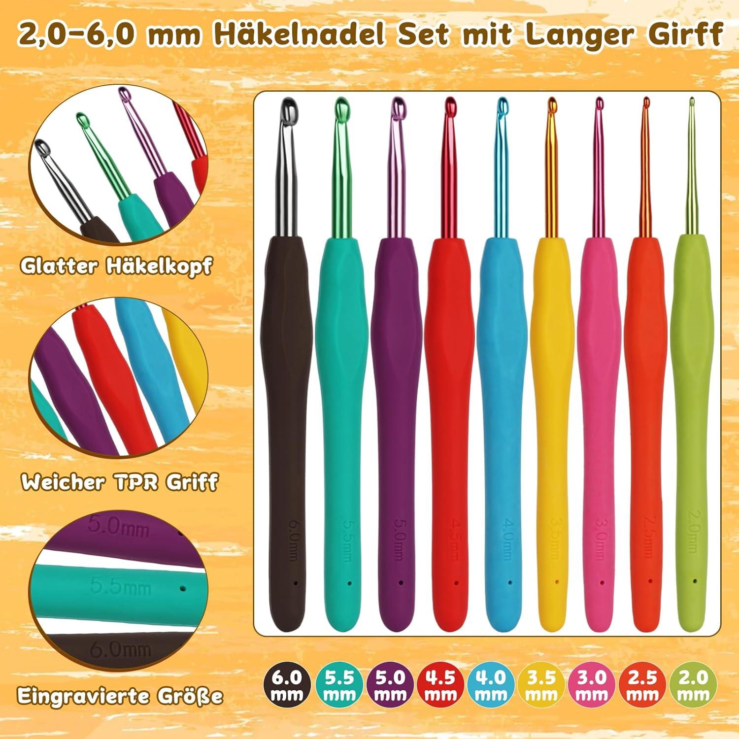 Häkelset für Anfänger mit 15 Farben Wolle und Zubehör