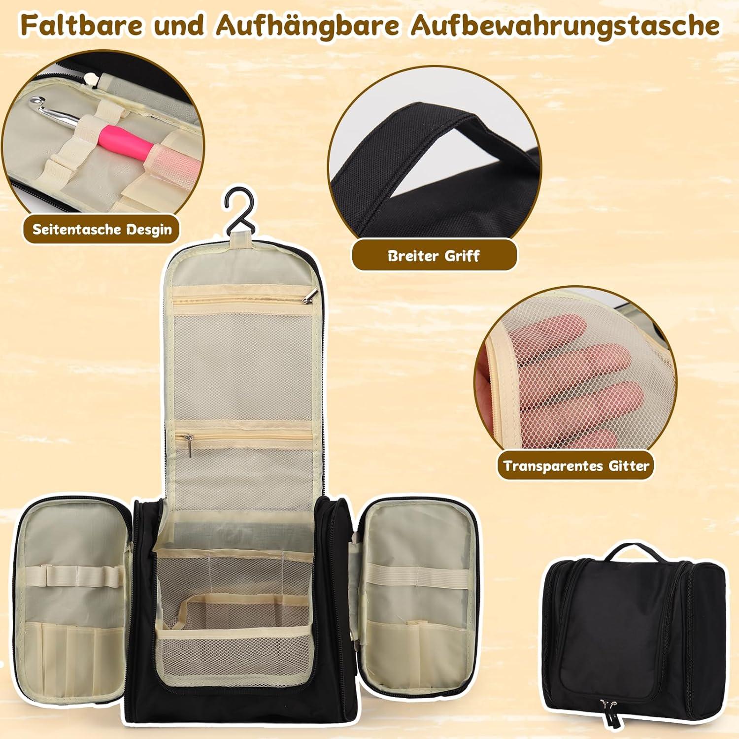 Tragbares Häkelset für Anfänger, 15 Farben