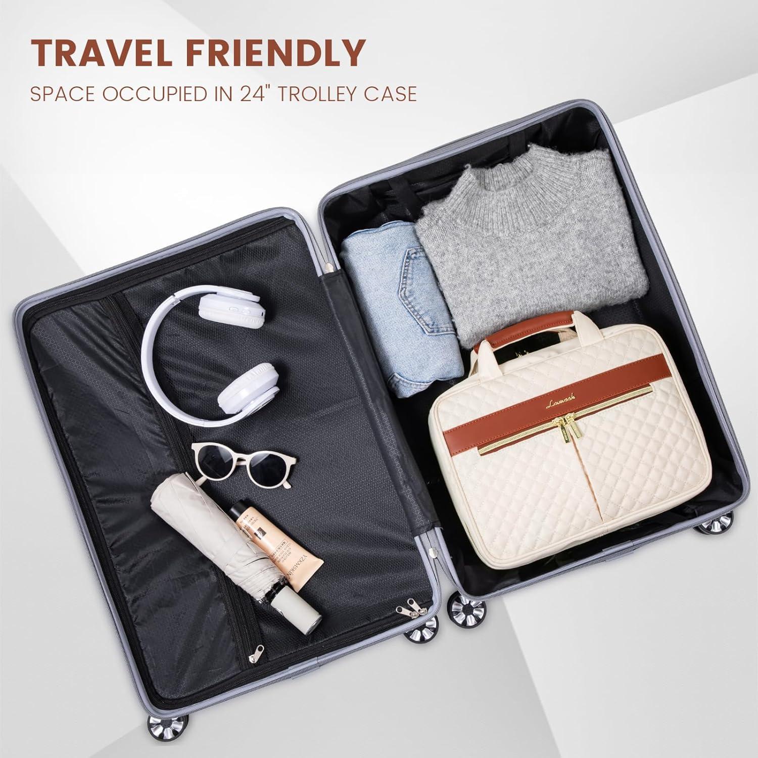 Kulturbeutel Damen Groß Reise Wasserdicht Hanging Toiletry Bag Beige