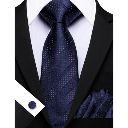 Herren Krawatte Set Seiden-Streifen Plaid mit Taschentuch