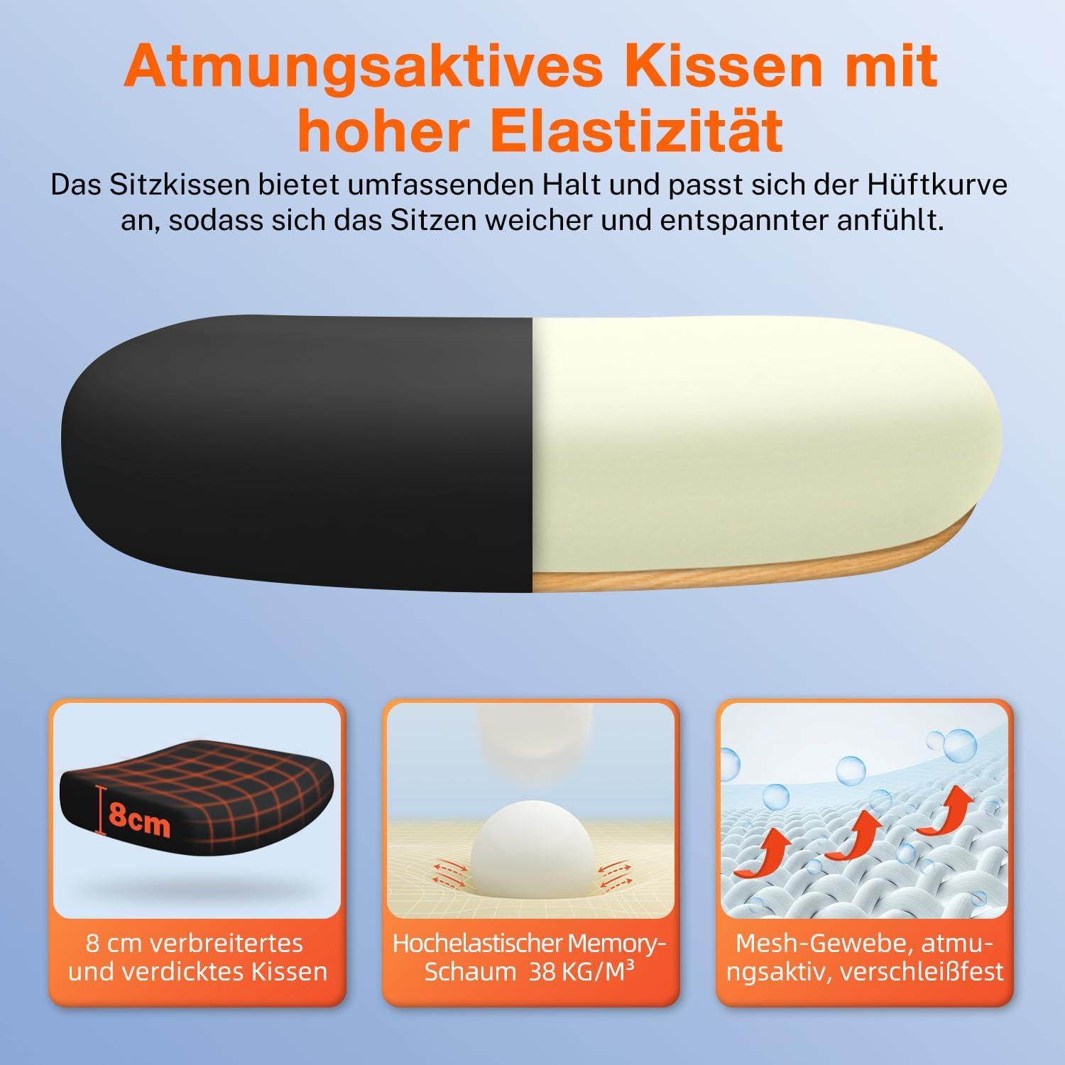 Ergonomischer Chefsessel mit verstellbarer Kopfstütze und Lendenwirbelstütze