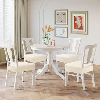 Stretch Jacquard Stuhlbezüge 4er Set – Cremefarben