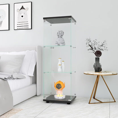 Glasvitrine Standvitrine Schwarz 125x42x36 cm