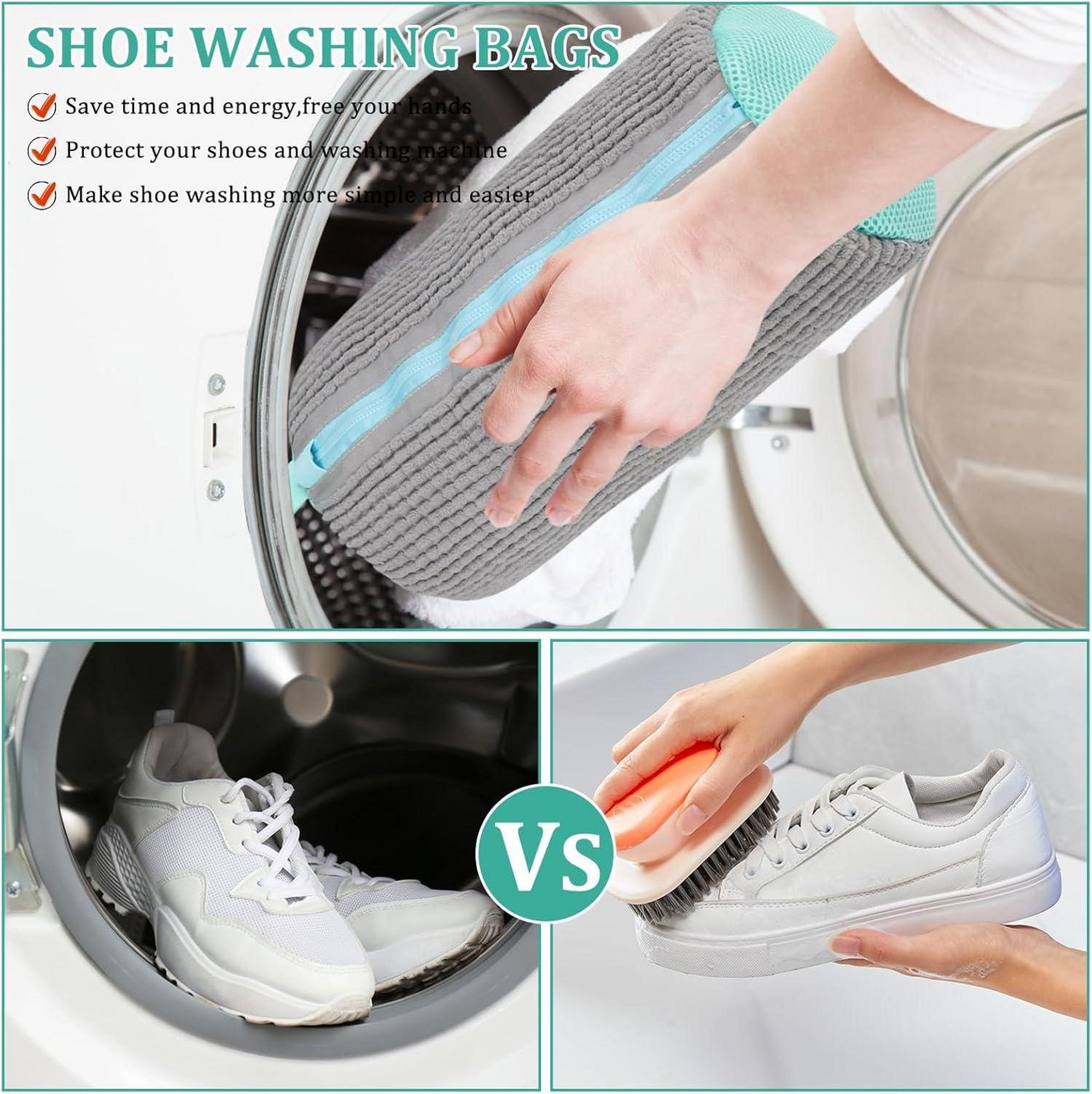 Schuhwaschbeutel für Waschmaschine - Wiederverwendbar & langlebig, 2er Set, Grau