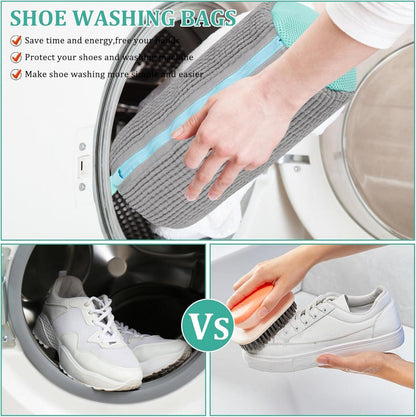 Schuhwaschbeutel für Waschmaschine - Wiederverwendbar & langlebig, 2er Set, Grau