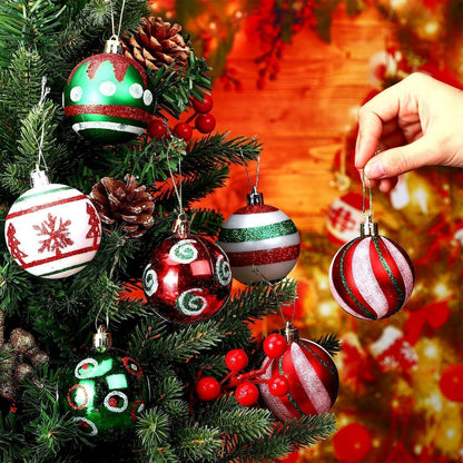 Weihnachtskugeln 30er Set bruchsicher 6cm Rot Grün Silber