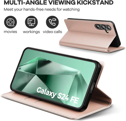 Handyhülle Samsung Galaxy S24 FE 5G Schutzhülle mit Panzer Glas Rosa