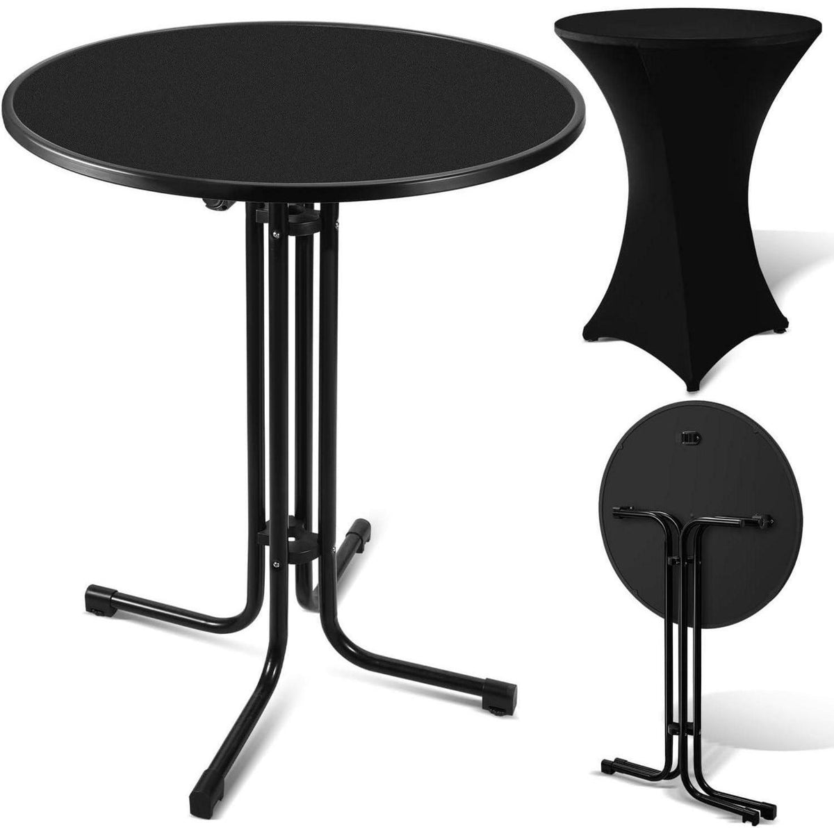 Stehtisch klappbar 80cm rund mit Husse, höhenverstellbar, Outdoor/Indoor
