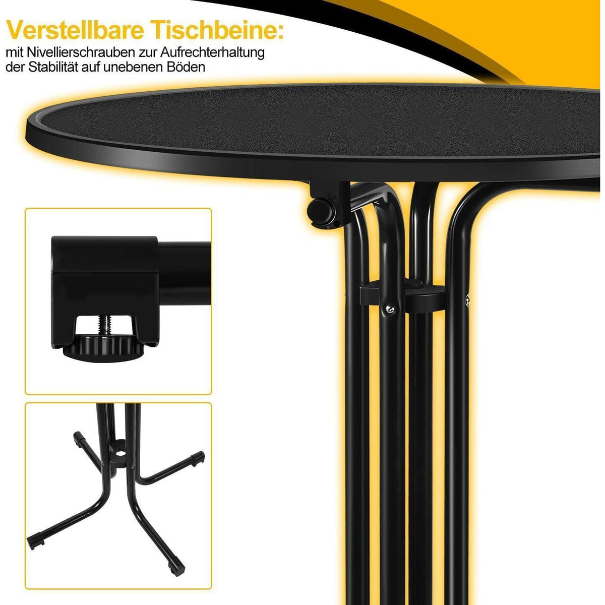 Stehtisch klappbar 80cm rund mit Husse, höhenverstellbar, Outdoor/Indoor