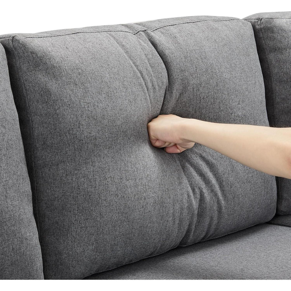 Schlafsofa L-Form Dunkelgrau mit Stauraum & Kissen