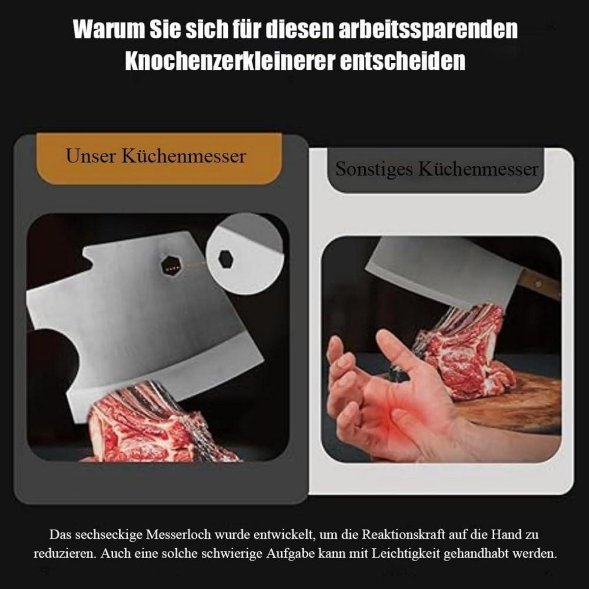 Hackmesser 15 cm – Robustes Fleischerbeil aus Edelstahl mit Holzgriff