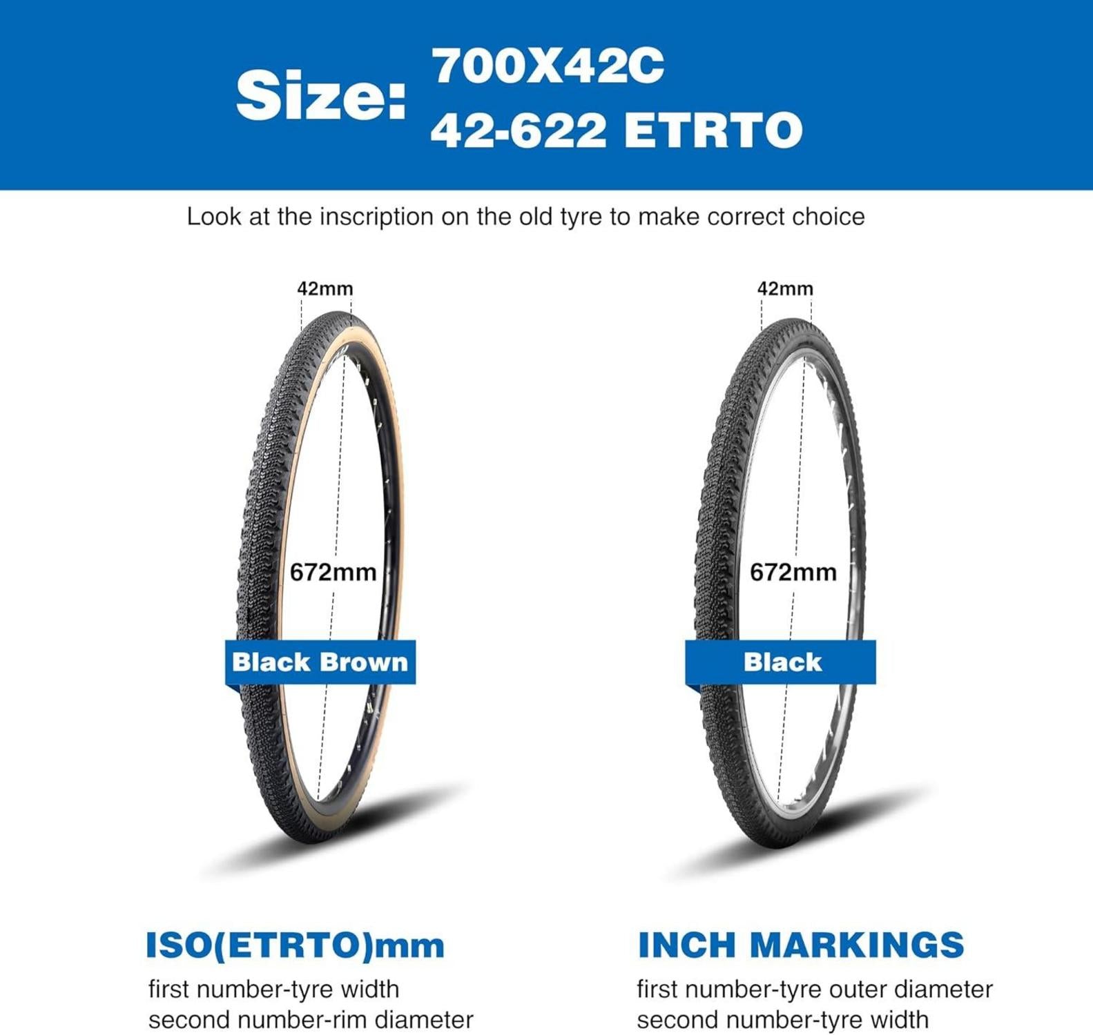 Fahrradreifen 700x42C Mantel 2er-Pack mit Schläuche 44-622 ETRTO