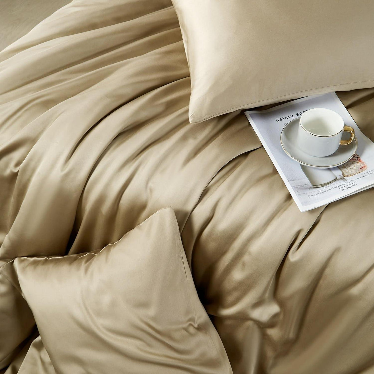 Bambus Bettwäsche Set 220x240 Beige – Kühlend & Weich