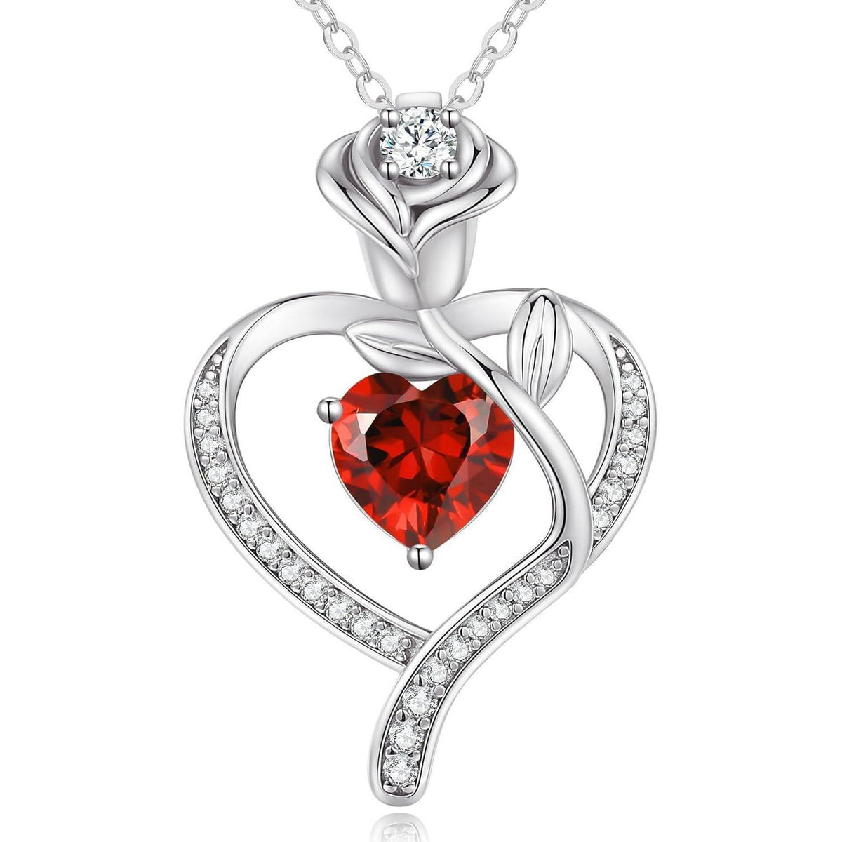 Herz Halskette Rosegold mit Geburtsstein Sterling Silber 925 Damen