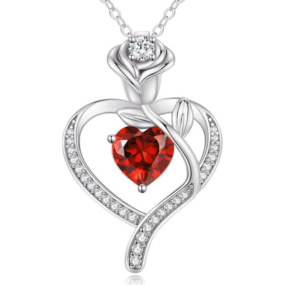 Herz Halskette Rosegold mit Geburtsstein Sterling Silber 925 Damen