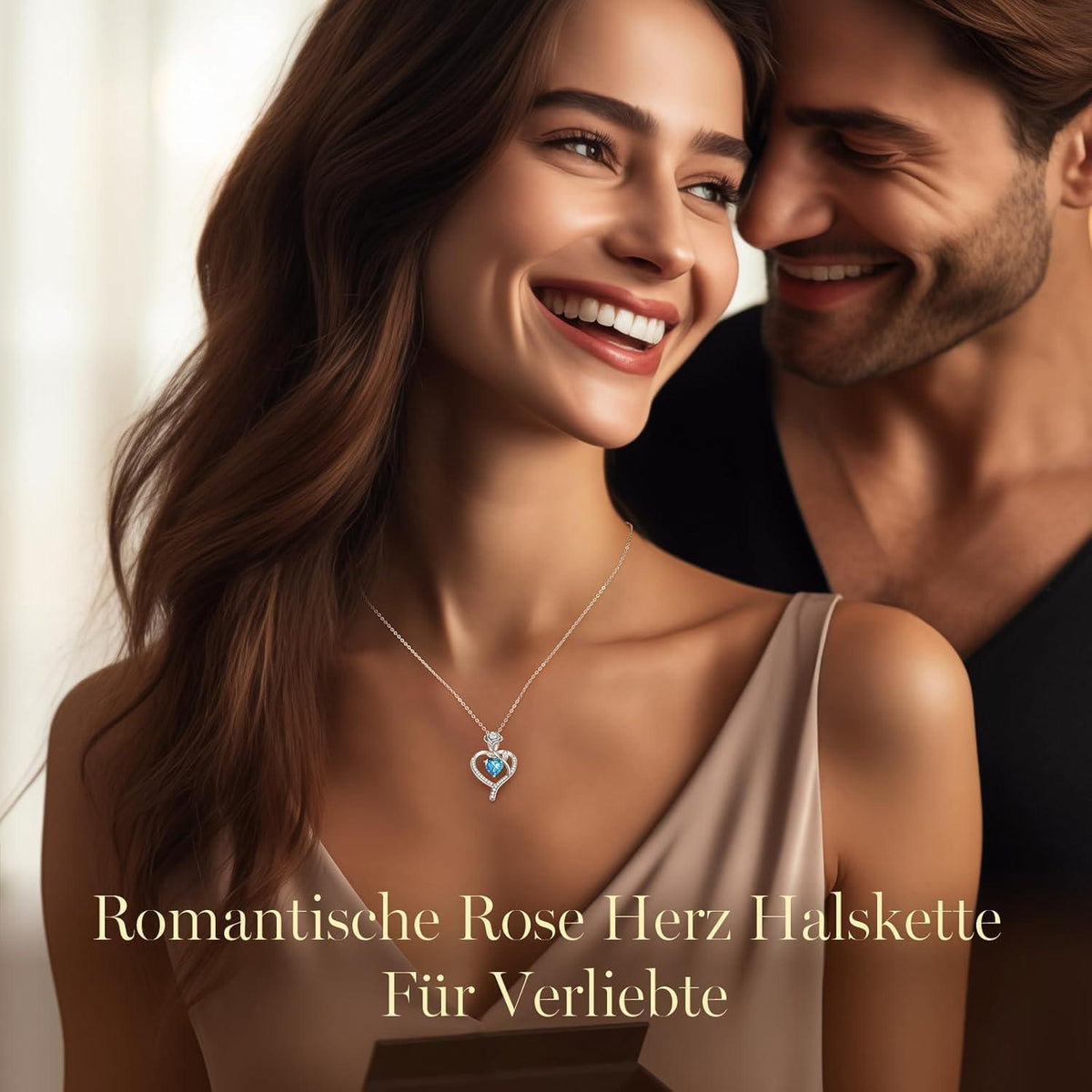 Herz Halskette Damen Rosegold Sterling Silber 925 mit Geburtsstein