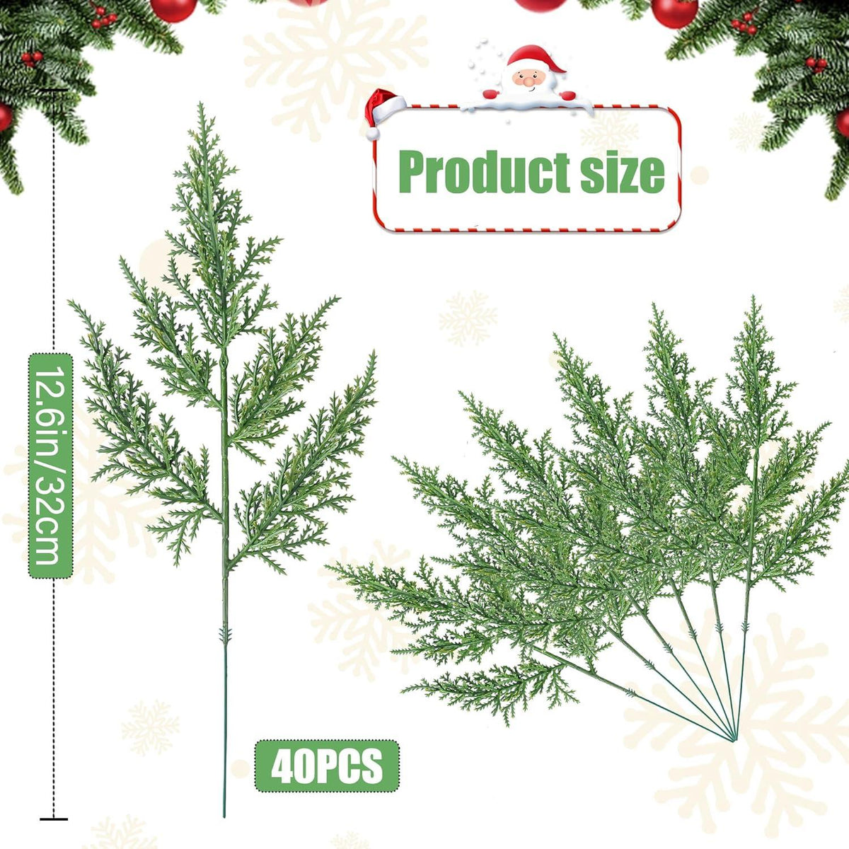 Künstliche Tannenzweige Weihnachtsdeko 40 Stück 32CM Unechte