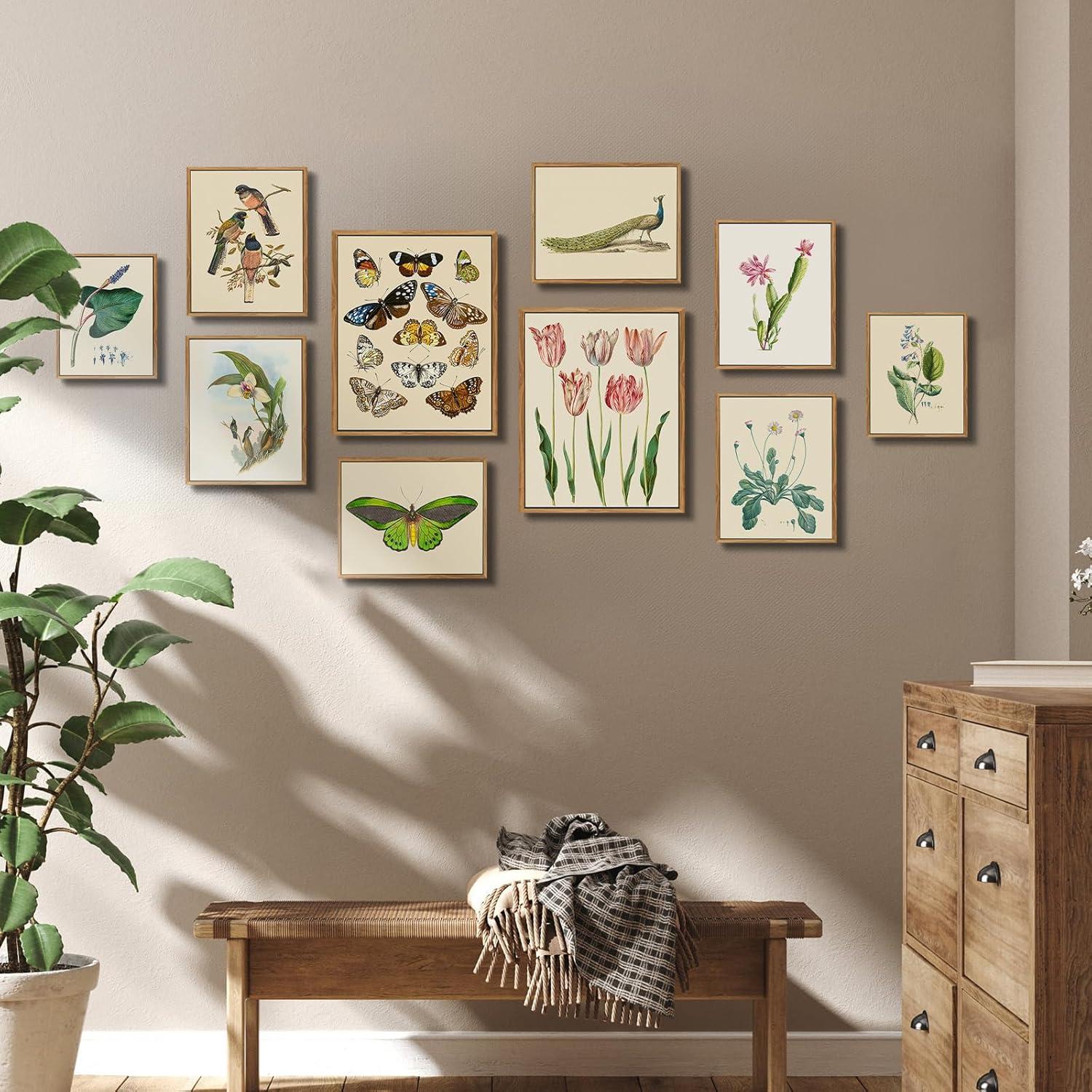 Botanische Leinwandbilder mit Holzrahmen 20x25cm - Vintage Aesthetic