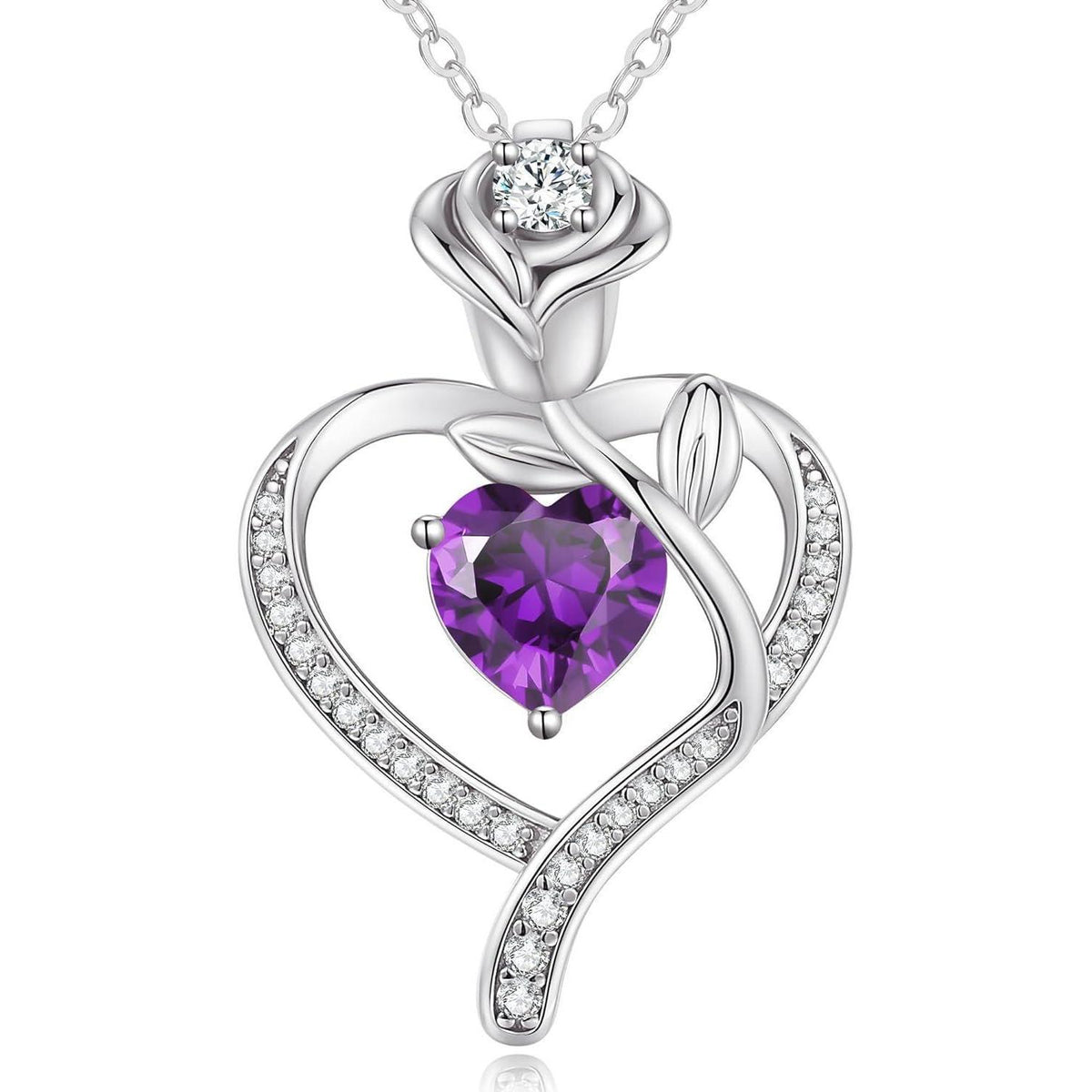 Herz Halskette Damen Rosegold mit Geburtsstein aus 925 Sterling Silber