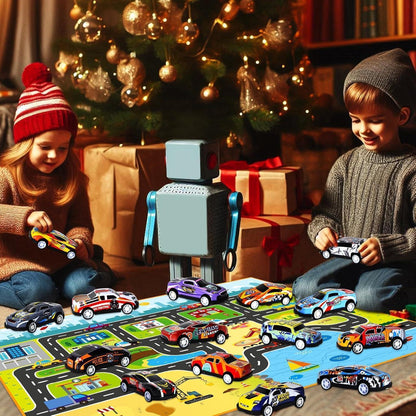 Adventskalender 2026 Cars für Jungen: 24 Xmas Pull-Back Race
