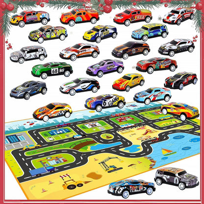 Adventskalender 2026 Cars für Jungen: 24 Xmas Pull-Back Race