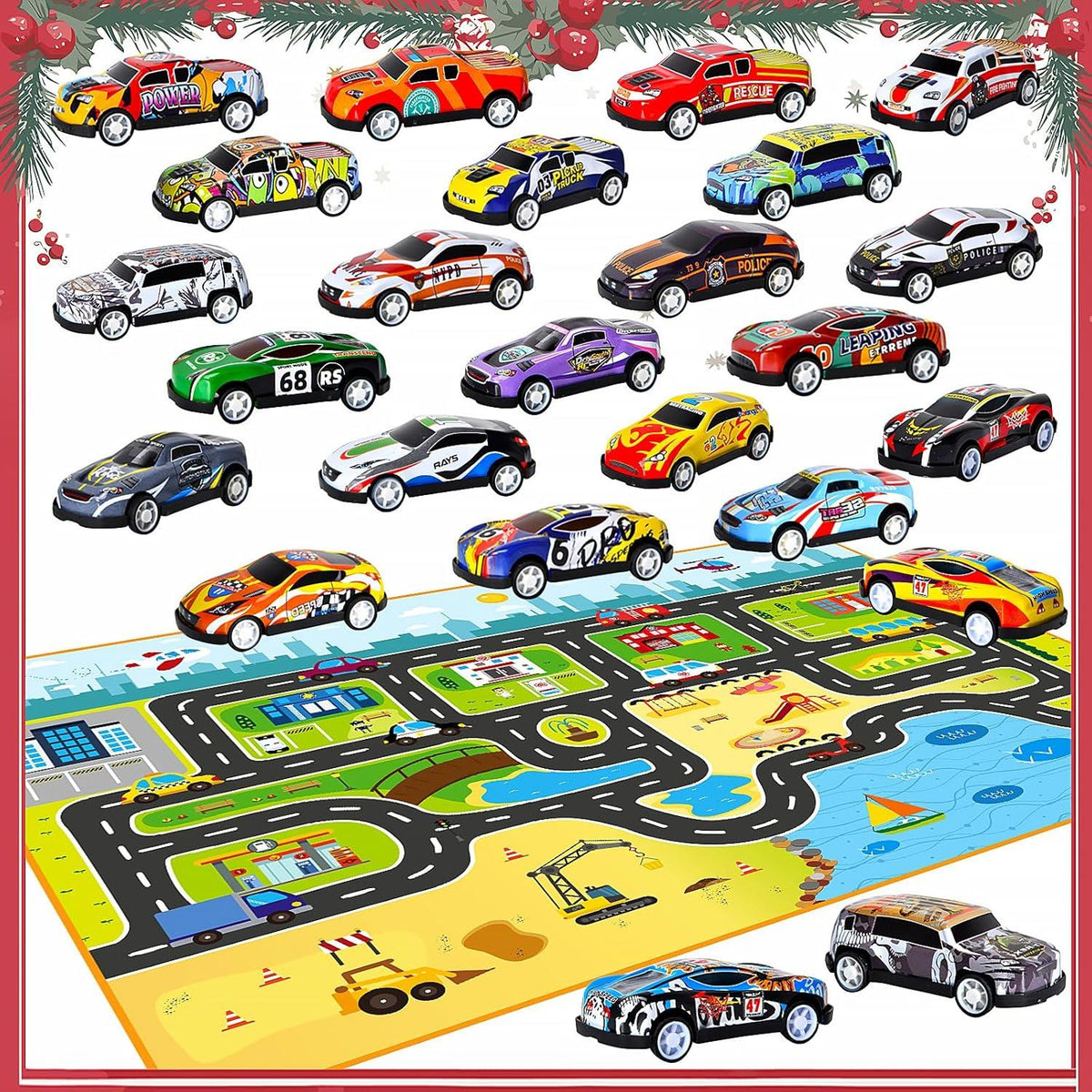 Adventskalender 2024 Cars Weihnachts-Countdown Kalender Jungen 24