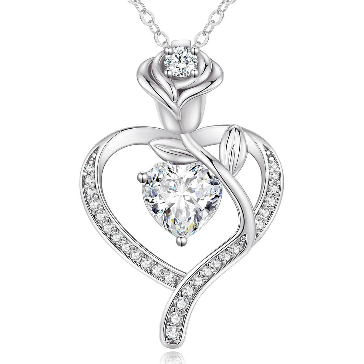 Herz Halskette Damen Rosegold mit Geburtsstein Sterling Silber 925