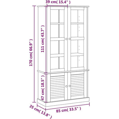 Vitrine VIGO Weiß Kiefernholz 85x35x170 cm