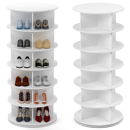 Drehbarer Schuhschrank 6 Etagen – Schuhregal Karussell Weiß