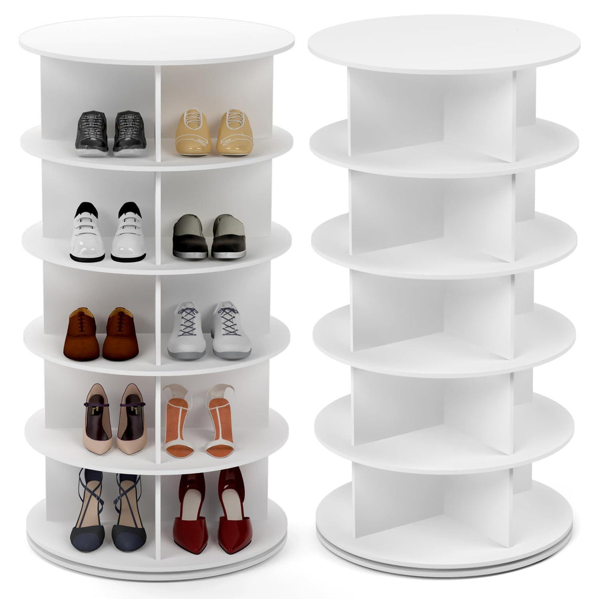 Drehbarer Schuhschrank 5 Etagen – Schuhregal Karussell Weiß