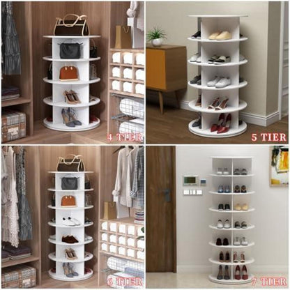 Drehbarer Schuhschrank 5 Etagen – Schuhregal Karussell Weiß