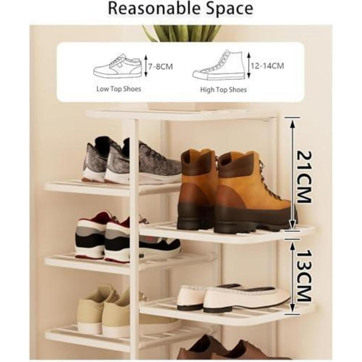 Metall Schuhregal 5 Ebenen Champagnergold | Schuhschrank Schlafzimmer