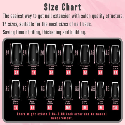 Extra dicke Soft Gel Nagelspitzen Medium Square 14 Größen