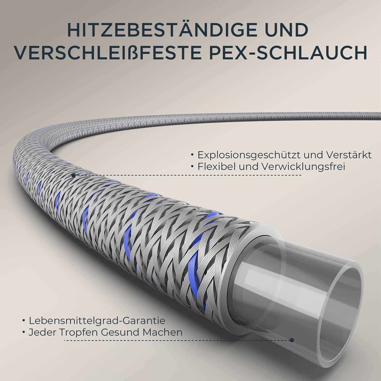 Wasserhahn Küche Edelstahl mit Brause 360° Drehbar, Einhebelmischer