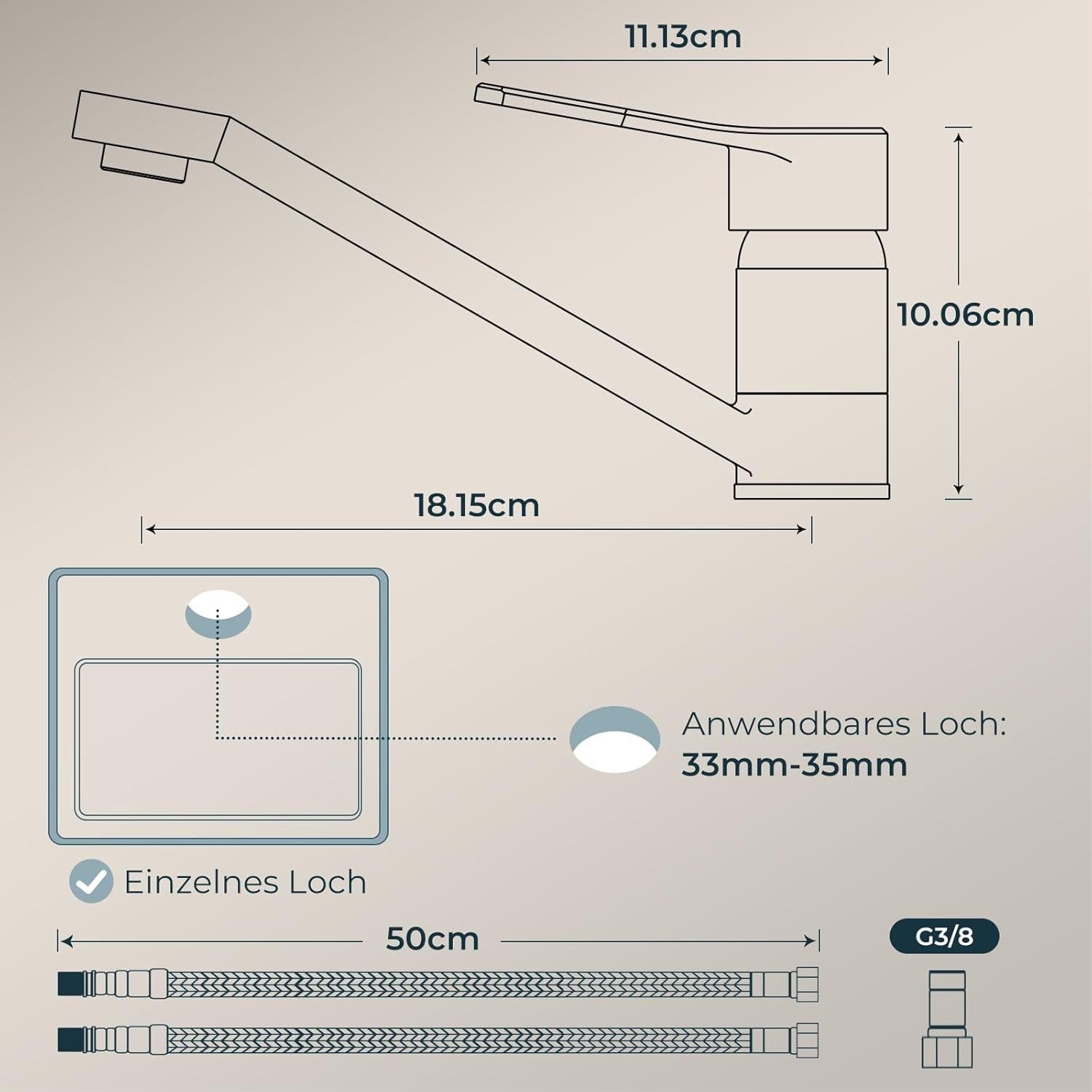 Edelstahl Wasserhahn Küche hoher Bogen 360° drehbar Einhebelmischer