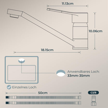 Edelstahl Wasserhahn Küche hoher Bogen 360° drehbar Einhebelmischer