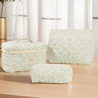 Kosmetiktasche Set Blumenmuster 3er Set Groß Reise Beauty