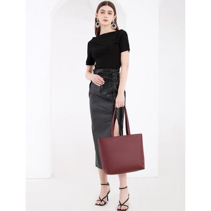Damen PU Leder Henkeltasche mit Reißverschluss und