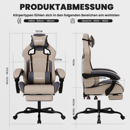 Ergonomischer Gaming-Stuhl mit Fußstütze
