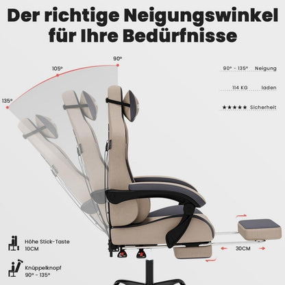 Ergonomischer Gaming-Stuhl mit Fußstütze