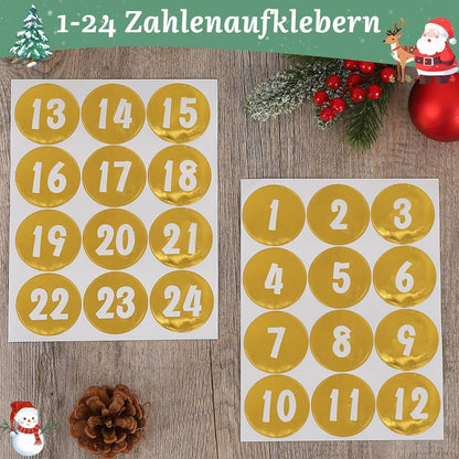 Adventskalender zum Befüllen mit Aufkleber und